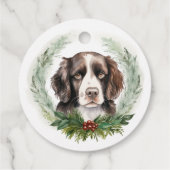Springer spaniel Kerst Krans Festieve Pup Bedankjes Labels (Achterkant)