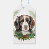 Springer Spaniel Kerst Krans Festieve Pup Cadeaulabel (Achterkant)