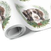 Springer spaniel Kerst Krans Festieve Pup Cadeaupapier (Rol Hoek)