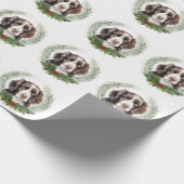 Springer spaniel Kerst Krans Festieve Pup Cadeaupapier (Hoek)