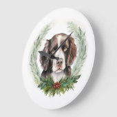 Springer spaniel Kerst Krans Festieve Pup Grote Klok (Hoek)