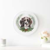 Springer spaniel Kerst Krans Festieve Pup Grote Klok (Huis)