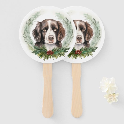 Springer spaniel Kerst Krans Festieve Pup Handwaaier (Voorkant en achterkant)