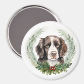 Springer Spaniel Kerst Krans Festieve Pup Magneet (Voorkant / Achterkant)