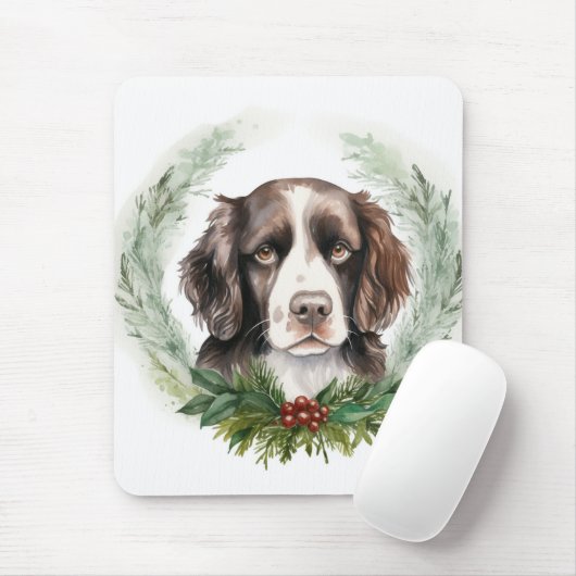 Springer spaniel Kerst Krans Festieve Pup Muismat (Met muis)