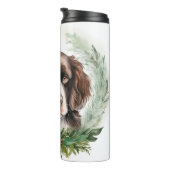 Springer Spaniel Kerst Krans Festieve Pup Thermosbeker (Geroteerd rechts)