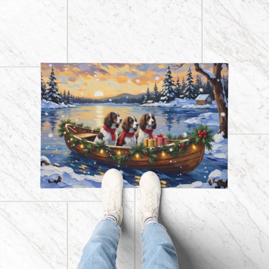 Springer Spaniel Kerstboot Vakantie Deurmat (Binnen)