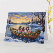 Springer Spaniel Kerstboot Vakantie Kaart (Gele Bloem)