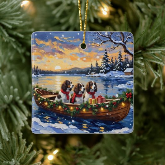 Springer Spaniel Kerstboot Vakantie Keramisch Ornament (Boom)