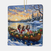 Springer Spaniel Kerstboot Vakantie Keramisch Ornament (Links)