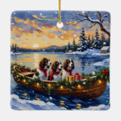Springer Spaniel Kerstboot Vakantie Keramisch Ornament (Achterkant)