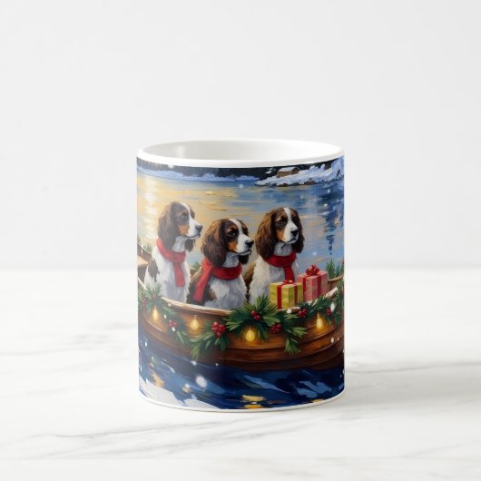 Springer Spaniel Kerstboot Vakantie Koffiemok (Center)