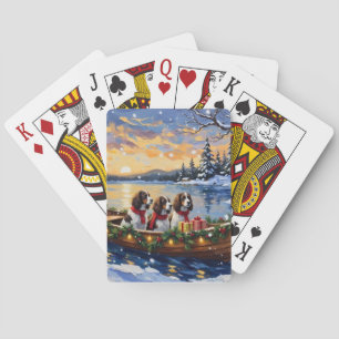 Springer Spaniel Kerstboot Vakantie Pokerkaarten