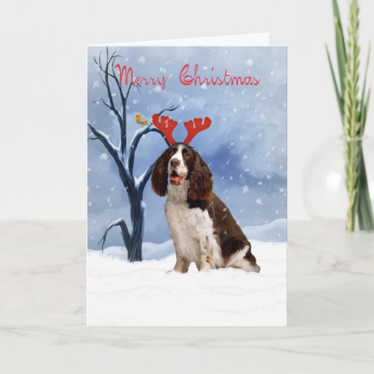 Springer Spaniel Kerstkaart - Springer Spanie Feestdagen Kaart (Voorkant)
