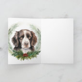 Springer spaniel Kerstkrans Festieve Pup Kaart (Binnen)