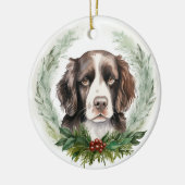 Springer Spaniel Kerstkrans Festieve Pup Keramisch Ornament (Links)