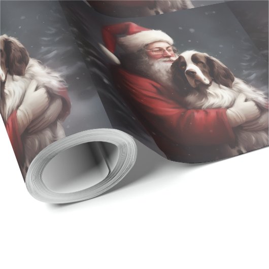 Springer Spaniël Kerstman Feestelijke Kerstmis Cadeaupapier (Rol Hoek)