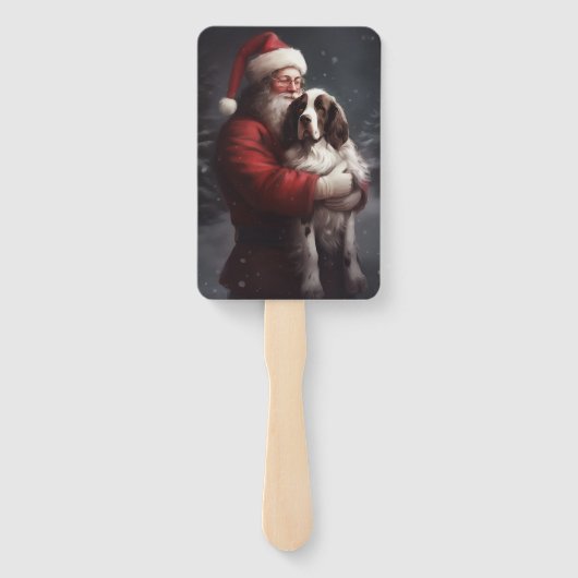 Springer Spaniël Kerstman Feestelijke Kerstmis Handwaaier (Achterkant)