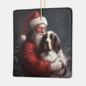 Springer Spaniël Kerstman Feestelijke Kerstmis Keramisch Ornament (Links)