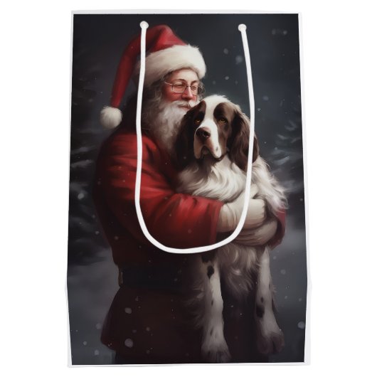 Springer Spaniël Kerstman Feestelijke Kerstmis Medium Cadeauzakje (Achterkant)