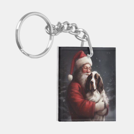 Springer Spaniël Kerstman Feestelijke Kerstmis Sleutelhanger (Voorkant Links)
