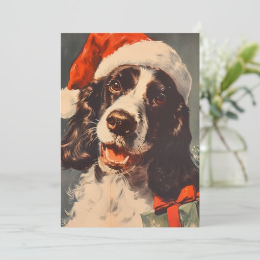 Springer Spaniel Kerstmis Feestdagenkaart (Staand voorkant)