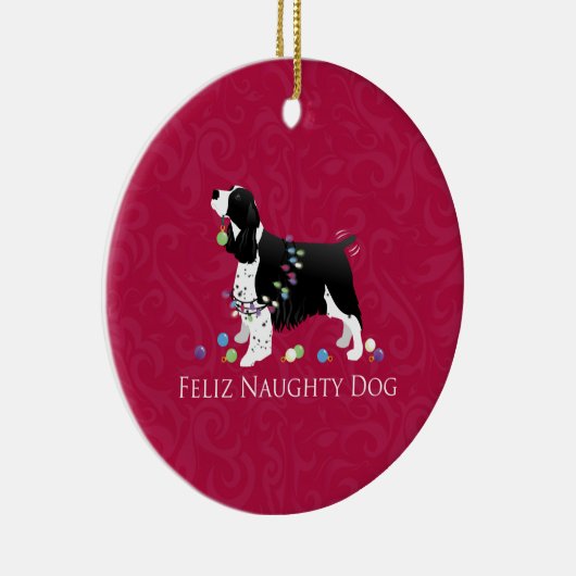 Springer Spaniel kerstontwerp Keramisch Ornament (Rechts)
