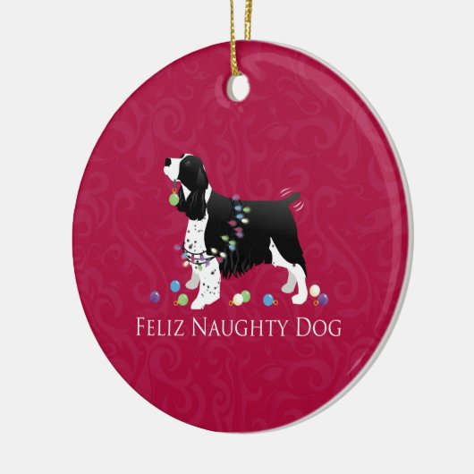 Springer Spaniel kerstontwerp Keramisch Ornament (Links)