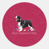 Springer Spaniel kerstontwerp Ronde Sticker (Voorkant)