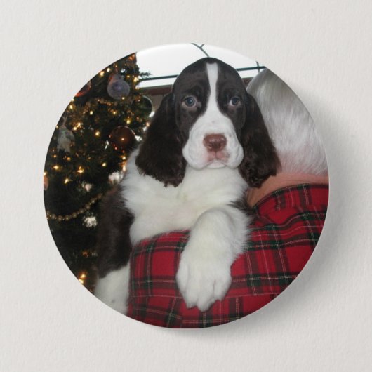 Springer Spaniel kerstspelden Ronde Button 7,6 Cm (Voorkant)