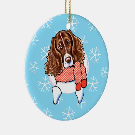 Springer Spaniel laat het sneeuwen Keramisch Ornament (Rechts)