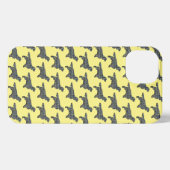 Springer Spaniel Leuke Hond Silhouet Grid Geel iPhone Hoesje (Achterkant horizontaal)