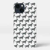 Springer Spaniel Leuke Hond Silhouet Grid Wit iPhone Hoesje (Achterkant)