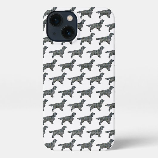 Springer Spaniel Leuke Hond Silhouet Grid Wit iPhone Hoesje (Achterkant)