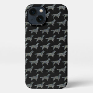 Springer Spaniel Leuke Hond Silhouet Raster Zwart iPhone 13 Hoesje