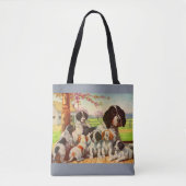 Springer spaniel mam en puppies afdrukken tote bag (Voorkant)