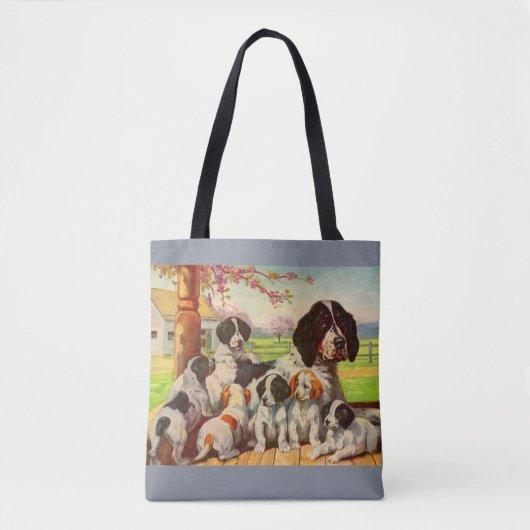 Springer spaniel mam en puppies afdrukken tote bag (Voorkant)
