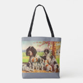 Springer spaniel mam en puppies afdrukken tote bag (Achterkant)