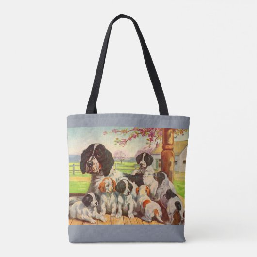 Springer spaniel mam en puppies afdrukken tote bag (Achterkant)