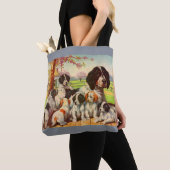 Springer spaniel mam en puppies afdrukken tote bag (Dichtbij)