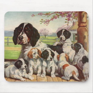 Springer spaniel mama en puppies muismat