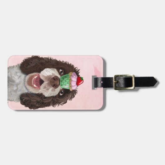Springer Spaniel met Cupcake 2 Bagagelabel (Voorkant horizontaal)