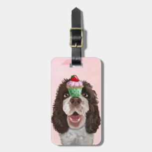 Springer Spaniel met Cupcake 2 Bagagelabel