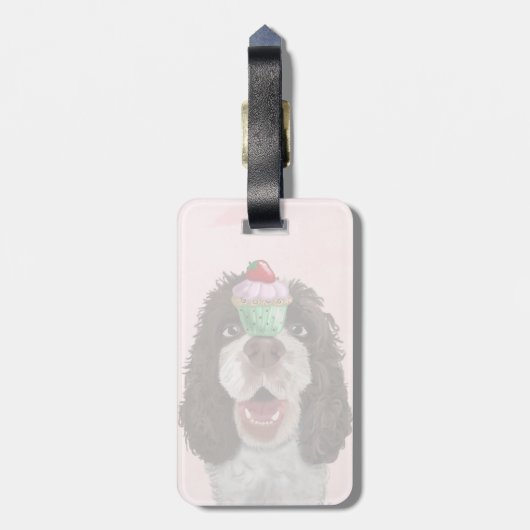 Springer Spaniel met Cupcake 2 Bagagelabel (Achterkant verticaal)
