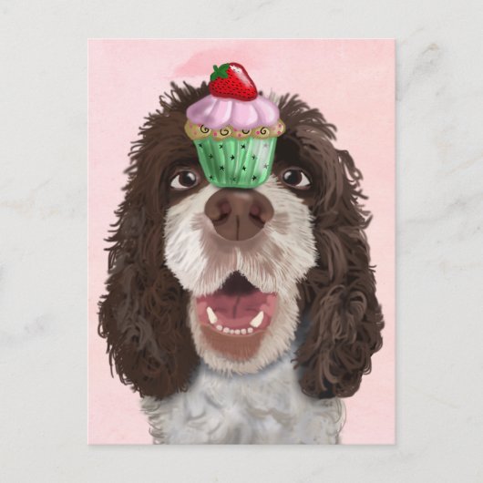 Springer Spaniel met Cupcake 2 Briefkaart (Voorkant)
