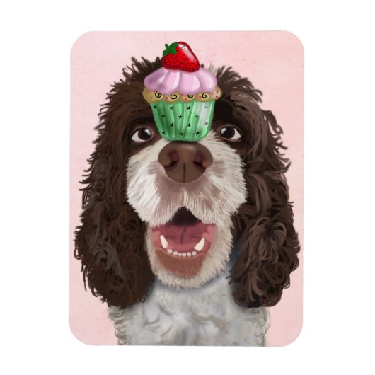 Springer Spaniel met Cupcake 2 Magneet (Verticaal)