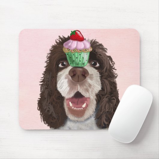 Springer Spaniel met Cupcake 2 Muismat (Met muis)