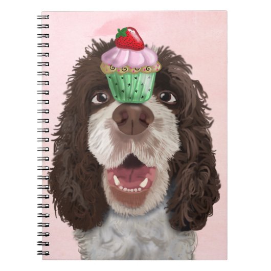 Springer Spaniel met Cupcake 2 Notitieboek (Voorkant)