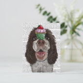 Springer Spaniel met Cupcake Briefkaart (Staand voorkant)