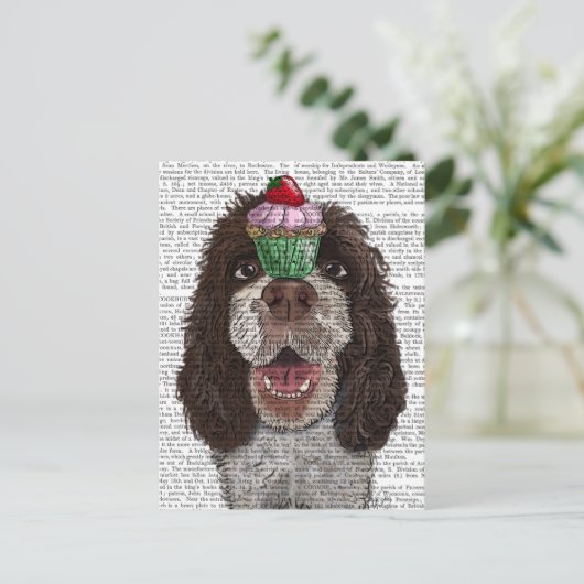 Springer Spaniel met Cupcake Briefkaart (Staand voorkant)